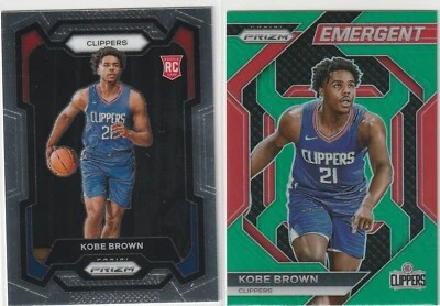 Kobe Brown Rookie Card Lot of 2 2023 Prizm base and Emergent Green Prizm - Image 1 of 2