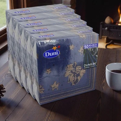 250 Dunilin Servietten 5x50er 40x40cm stoffähnlich Duni Design: D-Lin Yule STrip - Bild 1 von 3