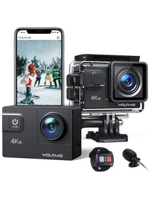WOLFANG Action Camera GA 300, 4K 60FPS 24MP WiFi EIS Touch Screen Sports Camera - Picture 1 of 11