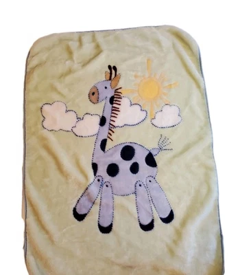 Polar International Baby Blanket Blue Giraffe Plush 32x42 - Image 1 of 4