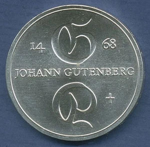 DDR 10 Mark 1968 Johann Gutenberg, J 1523 vz/st (m3980) - Bild 1 von 2