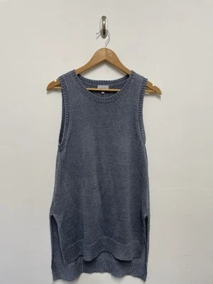 Chaleco sin mangas Jigsaw 100 % lino talla pequeña gris tejido palangre divisiones laterales Foto 1 de 4