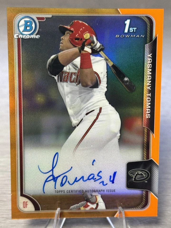🔥YASMANI TOMAS 2015 Bowman Chrome Orange Refractor Auto 1st RC /25 #DBACKS!!!🔥 — 第 1/4 张图片