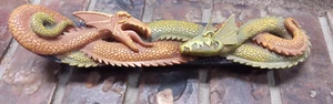 Dragon incense stick burner holder, beautiful green & brown dragons, 12 in long - Picture 1 of 8