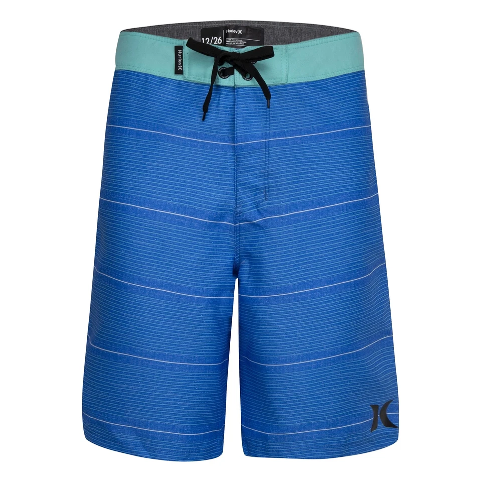 Hurley Boy's Shoreline Board Shorts 20/30 Neptune Blue Sits Above the Knee