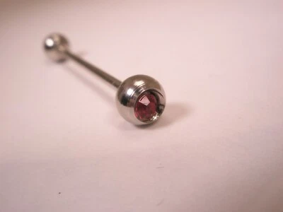 1-3/4" Red Rhinestone & Silver Tone Vintage Collar Bar L410 - Image 1 of 4