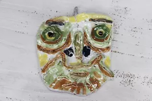 1950s French Studio Pottery Wall Mask depicting Man with a Mustache Earthenware - Picture 1 of 12