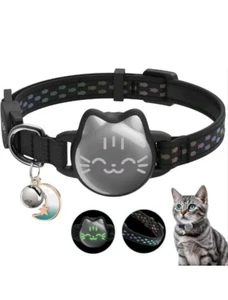 Waterproof Airtag Cat Collar, Breakaway Small(9-13inch), Classic Black 173 - Picture 1 of 10