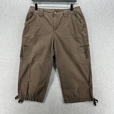 Pantalones Caribbean Joe Mujer Talla 10 Petite Marrón Capri Frente Plano Playa Carga Foto 1 de 4