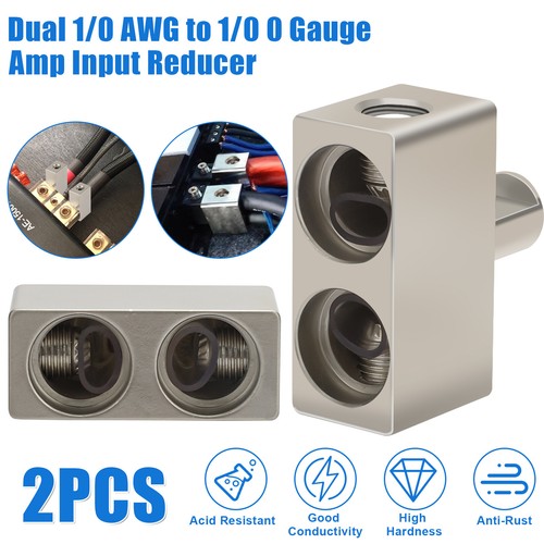 8-Pack 1/0 Gauge Amp Input Reducers – Dual To Single Gauge, 6061 Aluminum – For Car Audio Power & Ground Wiring