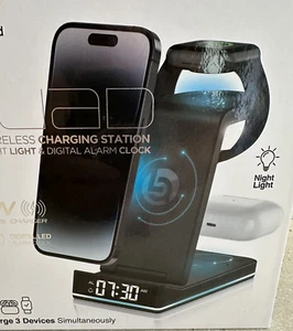 Lifestyle Advanced 3 in 1 WIRELESS CHARGING STATION , Night Light &Digital Alarm - Zdjęcie 1 z 7