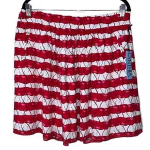 Cynthia Rowley size 12 skirt cherry print with pockets zips up side lined NWT - Picture 1 of 12