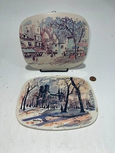 Vintage Set Of 2 Wall Art Plaques A Price Import Hong Kong 7.5in X 6-1/4in - Picture 1 of 2