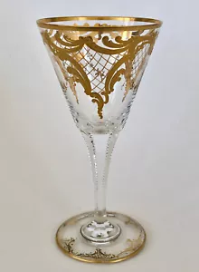 10 Moser Crystal Wine Glasses, Raised Gilding, Hand Blown - Picture 1 of 14