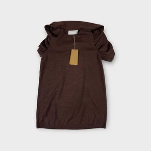 Gregory Of New Zealand Short Sleeve Brown Merino Wool Mason Jumper Womens M NWT - Picture 1 of 12