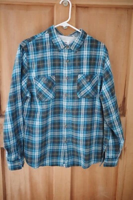 SVRN Sovereign Code Mens Shirt Medium Western Blue Plaid Flannel Button Up - Image 1 of 4