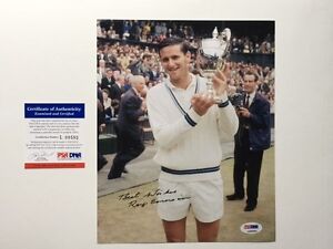 Roy Emerson Rare! signed tennis grand slam champion 8x10 photo PSA/DNA cert coa