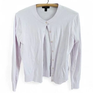 J.Crew Womens Medium Lavender Button-Up Cardigan Sweater Crew Neck Preppy - Picture 1 of 9