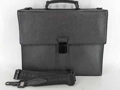 Burberry Black Leather Briefcase Business Bag - Image 1 of 4