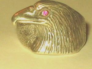 Vintage Navajo TS  Tom Sam Sterling Silver Eagle Biker Ring 19g Sz 11.5 - Picture 1 of 6