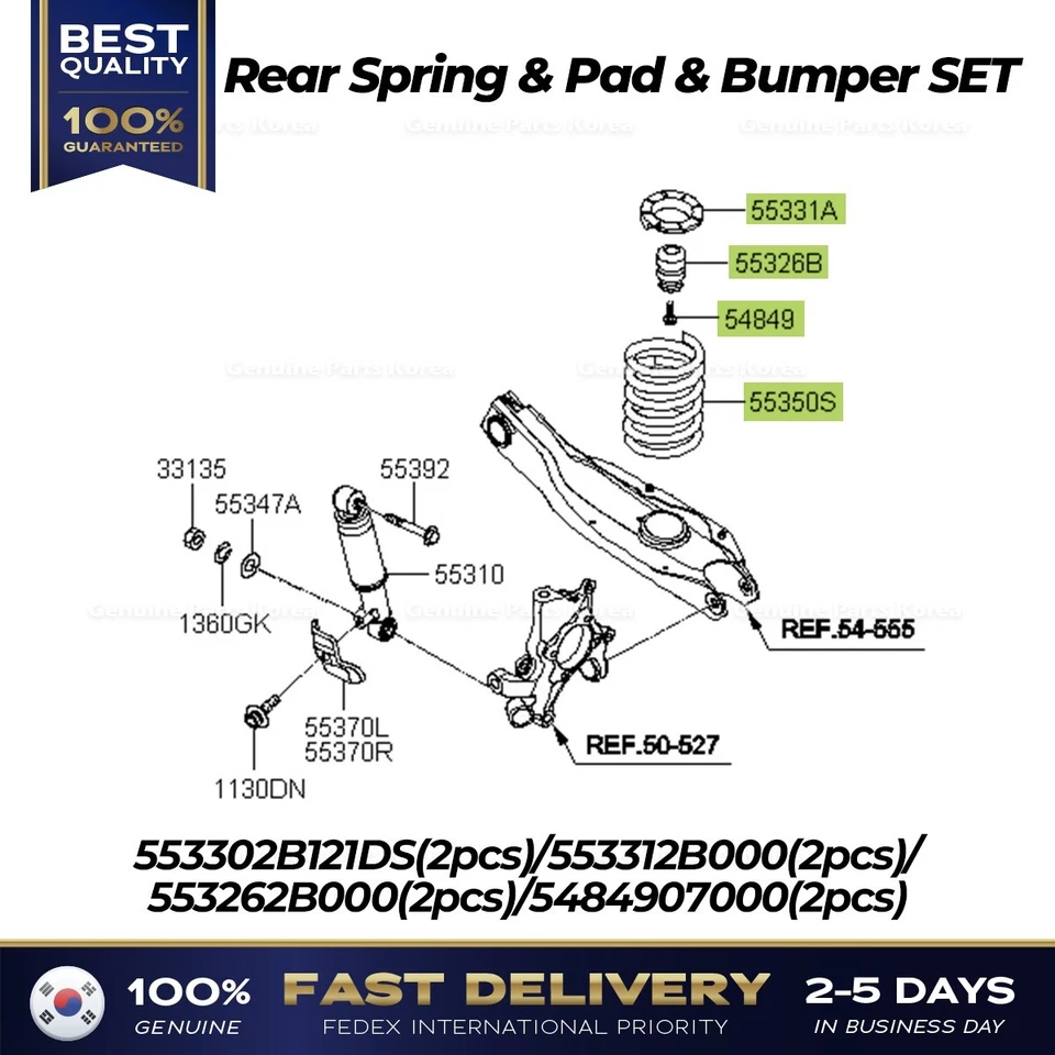 ⭐Genuino⭐ Juego de resorte trasero y almohadilla y parachoques para Hyundai Santa Fe Foto 1 de 1