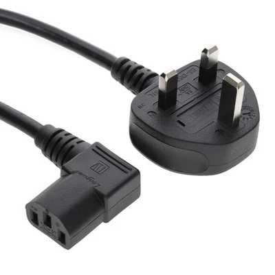 1.8m Power Cord UK Plug to Right Angle IEC C13 Cable (Mains Kettle Lead) For PC - Image 1 of 4