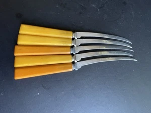 Butterscotch Bakelite Handle Filet Knife Set Of 5  Stainless Steel Blade - Bild 1 von 3