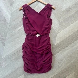 Keepsake The Label Ruched Chiffon Cutout Open Back Crossover Mini Dress S Small - Picture 1 of 10
