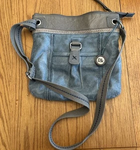 Bolso Bandolera Sak Roots Cuero Gris Azul Cartera Kendra Correa de Tela Ajustable - Imagen 1 de 6
