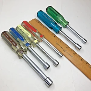 Vintage Lot Mix 6 Hollow Shaft Nutdriver Set SAE 4-Rosco 1-Xcelite 1-Proto (USA) - Picture 1 of 21
