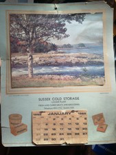 1968 Sussex Cold Storage Advertising Wall Calendar Antique Vintage  Sussex, NB.