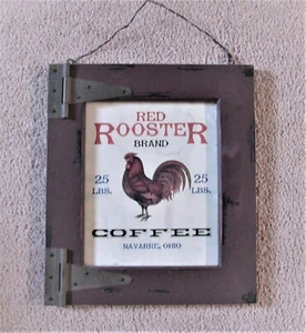 ROOSTER WALL DOOR PLAQUE  14.5" X 12.5" Natural Wood Rustic Look - Picture 1 of 3