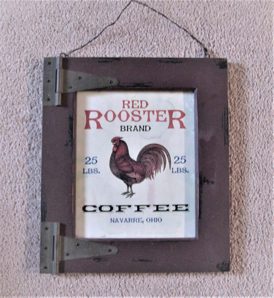 ROOSTER WALL DOOR PLAQUE  14.5" X 12.5" Natural Wood Rustic Look - Image 1 of 3