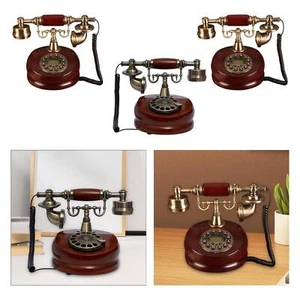 Téléphone filaire au design rétro, téléphone fixe rouge à l'ancienne pour - Zdjęcie 1 z 15