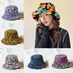 Cappello donna invernale soffice peluche secchiello donna leopardato caldo pelliccia sintetica pescatore berretti - Foto 1 di 22