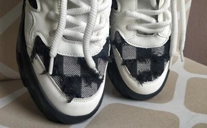 UK7 EU41 Chunky Sneakers Trainers Shoes Fashion Checked Black White Unisex - Picture 1 of 17