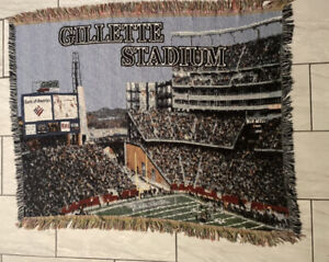 New England Patriots Home Field Gillette Stadium Fringed Afghan Tapestry Blanket