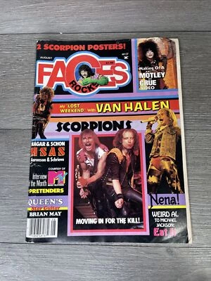 Faces Rocks Magazine August 1984. Motley Crue, Scorpions, Queen, Van Halen Foto 1 de 4