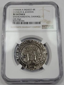 1544 Mexico Cob 4 Reales Charles & Joanna NGC XF Shipwreck Effect Assay A *H646 - Picture 1 of 5