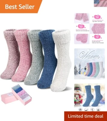 Conjunto de regalo de calcetines de lana de punto grueso para mujer - 5 pares para calor y estilo de invierno Foto 1 de 4