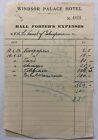 1953 Windsor Palace Hotel NAWAB PALANPUR Hall Porter's Expenses Bill