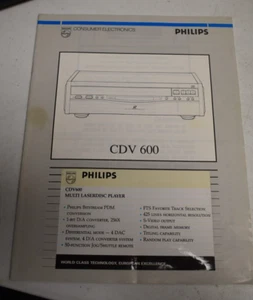 Original Philips CDV600 Multi Laserdisc Player Instructions Manual - Picture 1 of 2