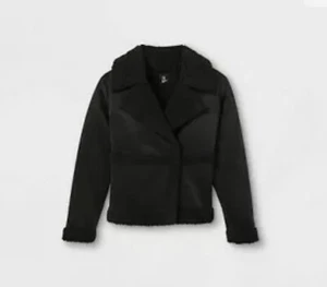 Mädchen Sherpa Moto Jacke - Art Class Schwarz L (10/12) Neu mit Etikett 35 - Bild 1 von 2