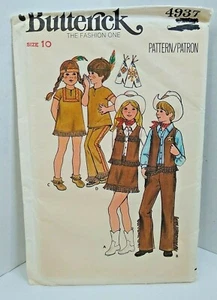 Costume Butterick 4937 Wild Western fantasia bambino 10 piegato in fabbrica - Foto 1 di 3