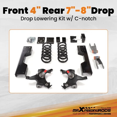 Front 4" Rear 7-8" Drop Kit For Chevrolet GMC C1500 88-98  W/1.25" ROTORS V8 — 第 1/4 张图片