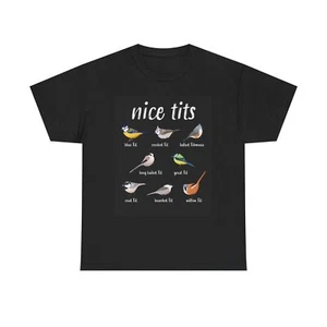 Funny bird T-shirt Angry Birds Gift Bird watcher Nice Tits Heavy Cotton Tee - Picture 1 of 5