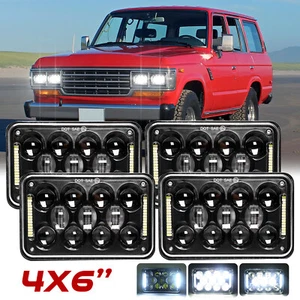 Faros LED 4x6"" halo de haz alto/bajo para Toyota Land Cruiser 1988 1989 1990 4 piezas - Imagen 1 de 12