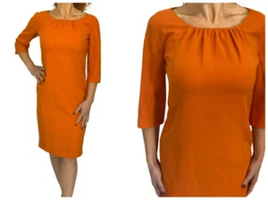 Max Mara Orange Pure Wool Short Sleeve Shift Dress $795 NWT Size 4 - Picture 1 of 12