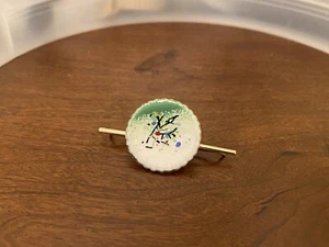 Vintage Copper Mint Green Enamel Mid Century Mod Abstract Collar Bar - Picture 1 of 2