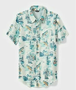 Eddie Bauer Boys Summer On The Go Hawaiian Short-Sleeve Poplin Shirt L & XL NWT - Picture 1 of 3